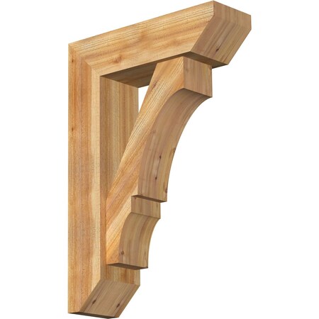 Ekena Millwork Balboa Slat Rough Sawn Bracket w/ Offset Brace, Western Red Cedar, 8"W x 26"D x 38"H BKT0806X26X38BOA06RWR